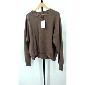 Quince Womens 100% Organic Cotton Crew Sweater Heather Brown XL